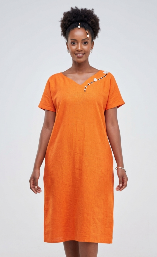 Elegant Embroidered Cotton Dress